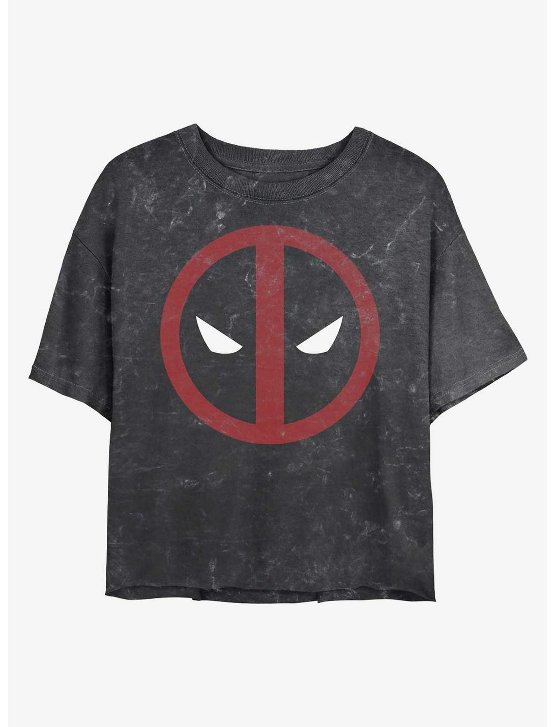 Marvel Deadpool Eye Logo Mineral Wash Crop Girls T-Shirt