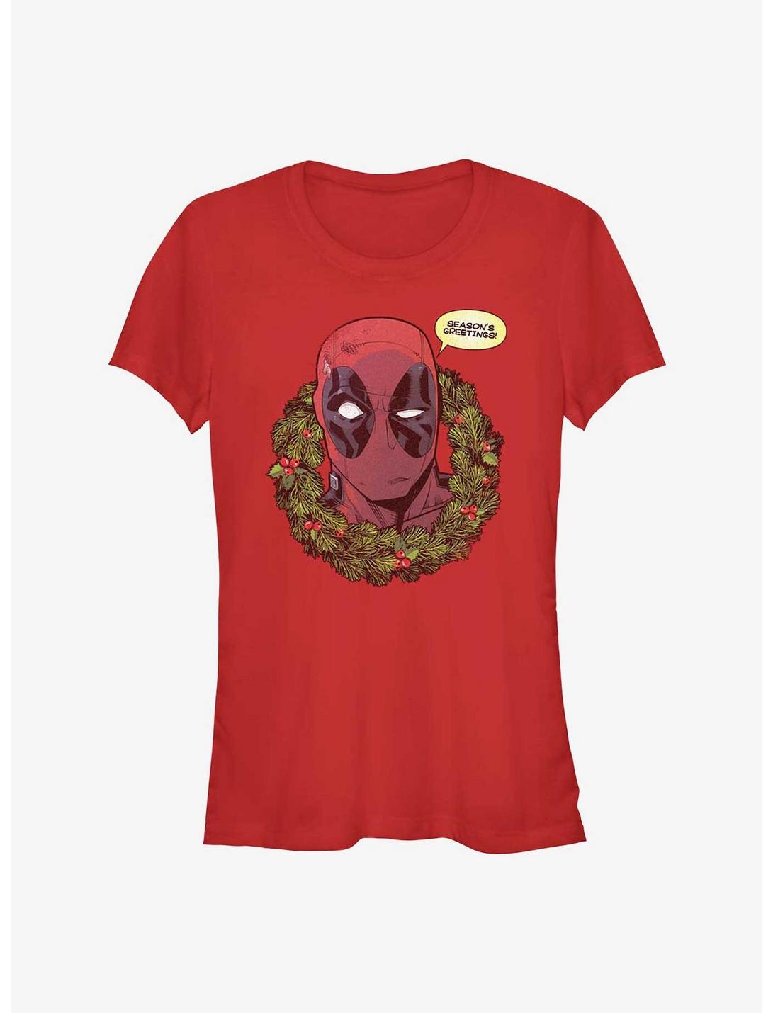 Marvel Deadpool Season's Greetings Wreath Girls T-Shirt