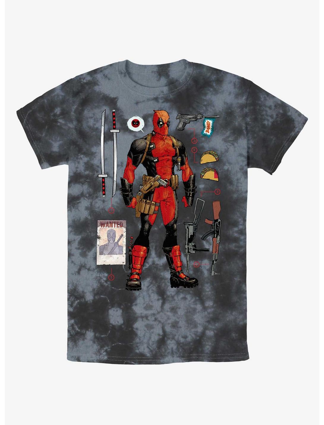 Marvel Deadpool Mercenary Items Tie-Dye T-Shirt