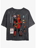 Marvel Deadpool Mercenary Items Girls Mineral Wash Crop T-Shirt