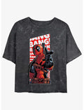 Marvel Deadpool Bang Bang Finger Gun Girls Mineral Wash Crop T-Shirt