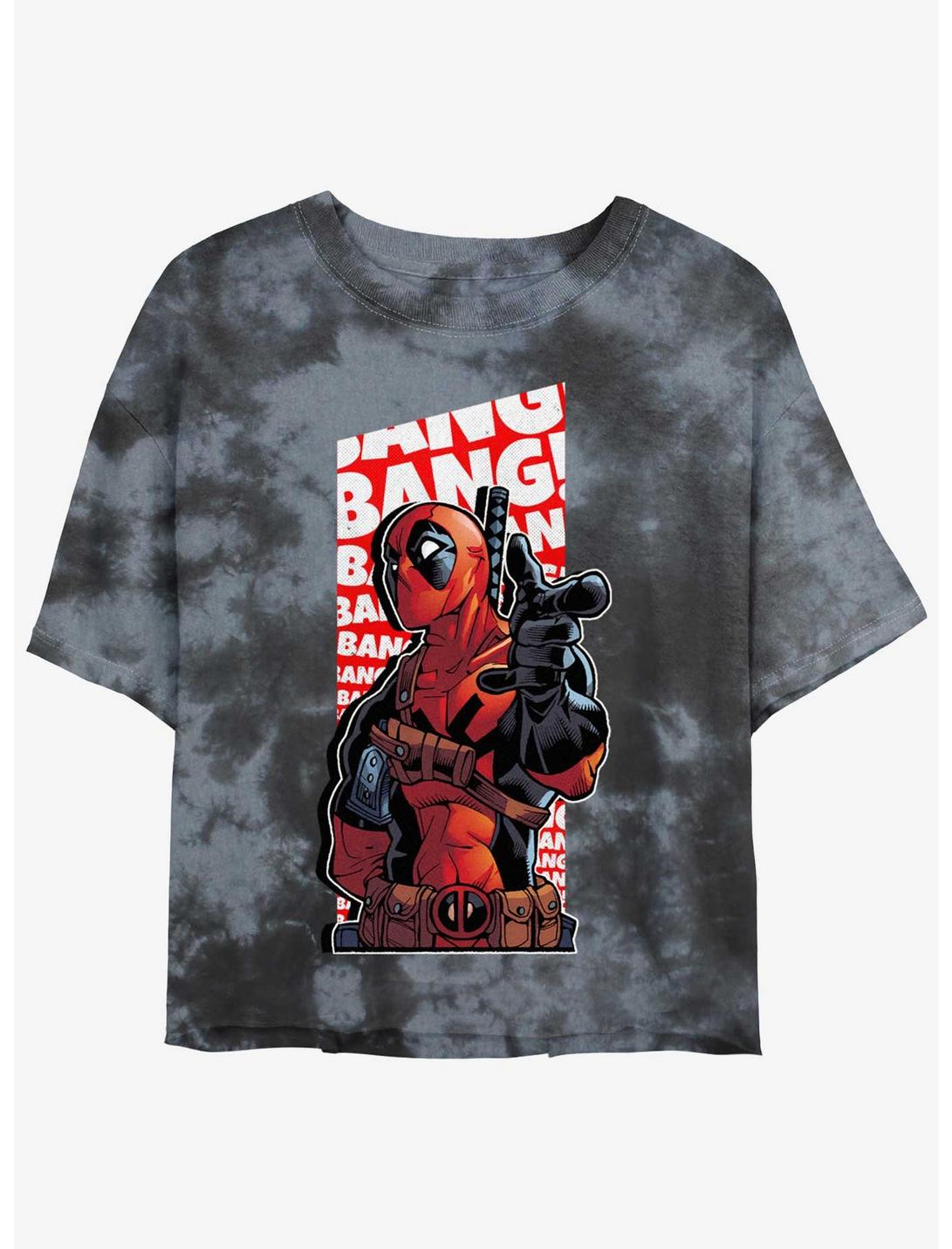 Marvel Deadpool Bang Bang Finger Gun Girls Tie-Dye Crop T-Shirt