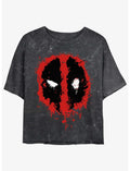 Marvel Deadpool Splatter Dead Eye Girls Mineral Wash Crop T-Shirt