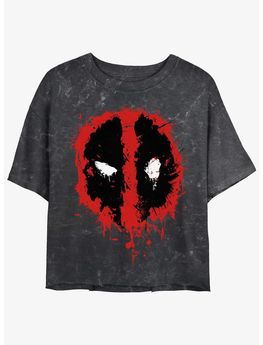 Marvel Deadpool Splatter Dead Eye Girls Mineral Wash Crop T-Shirt