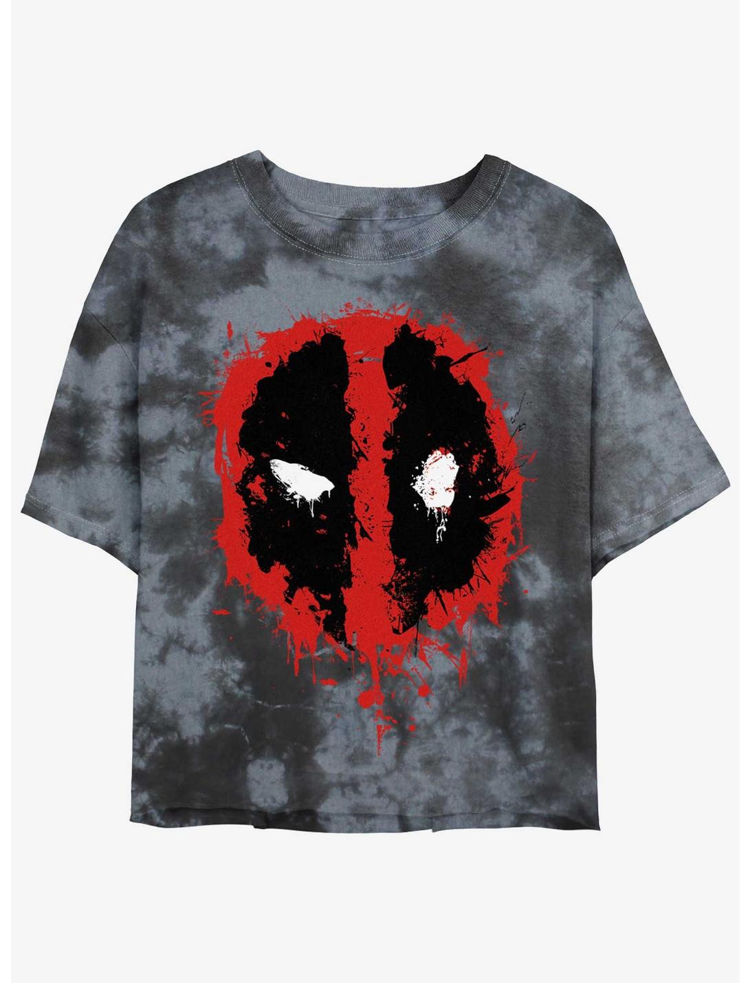 Marvel Deadpool Splatter Dead Eye Girls Tie-Dye Crop T-Shirt