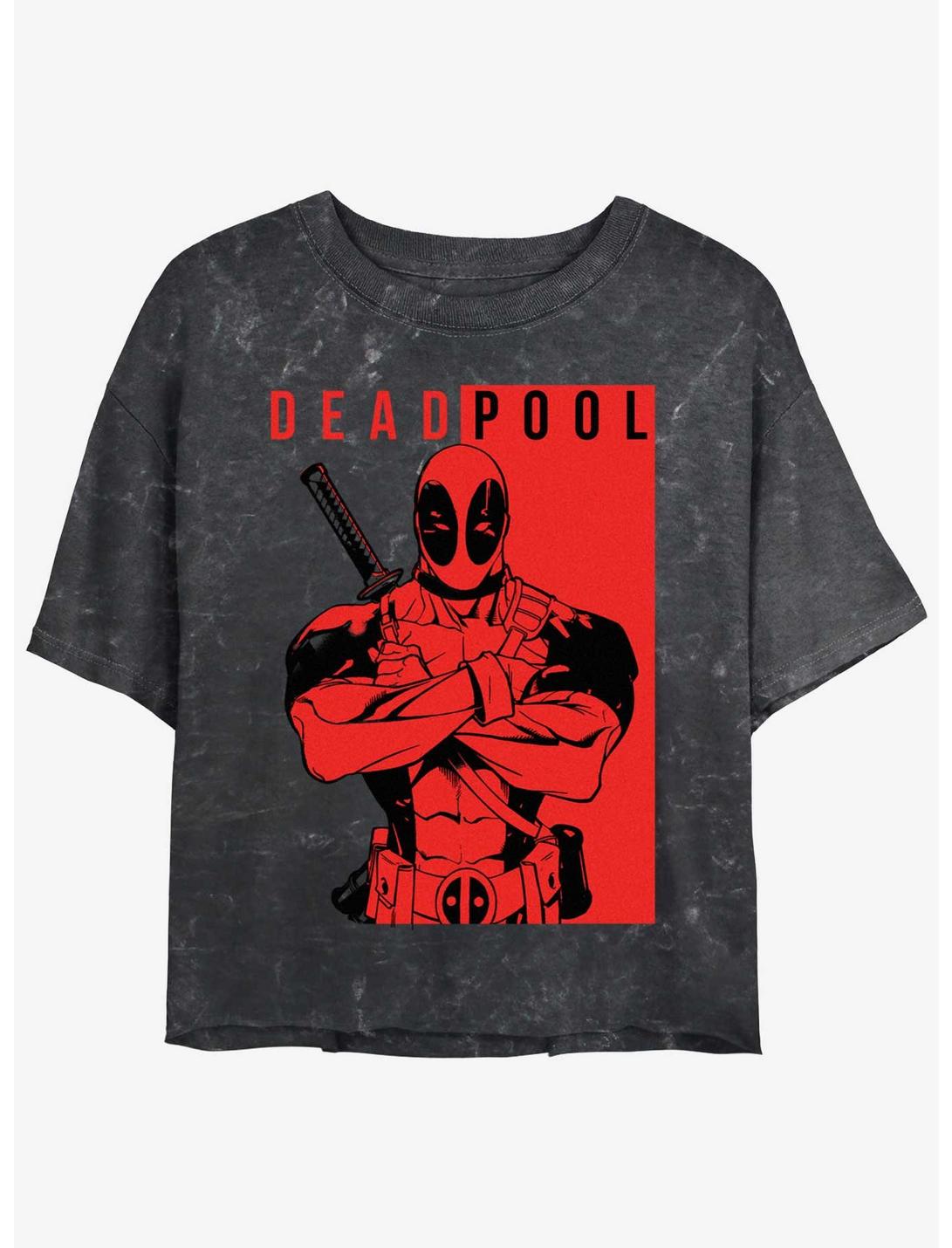 Marvel Deadpool Police Girls Mineral Wash Crop T-Shirt