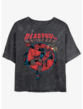 Marvel Deadpool Falling Dummy Girls Mineral Wash Crop T-Shirt