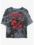 Marvel Deadpool Falling Dummy Girls Tie-Dye Crop T-Shirt