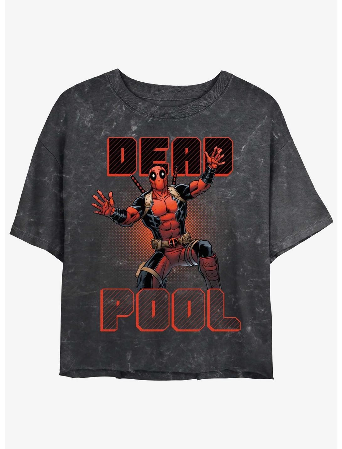 Marvel Deadpool Jazz Hands Merc Girls Mineral Wash Crop T-Shirt