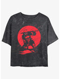 Marvel Deadpool Red Moon Silhouette Girls Mineral Wash Crop T-Shirt