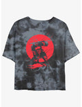 Marvel Deadpool Red Moon Silhouette Girls Tie-Dye Crop T-Shirt