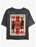 Marvel Deadpool King Of Hearts Card Girls Mineral Wash Crop T-Shirt