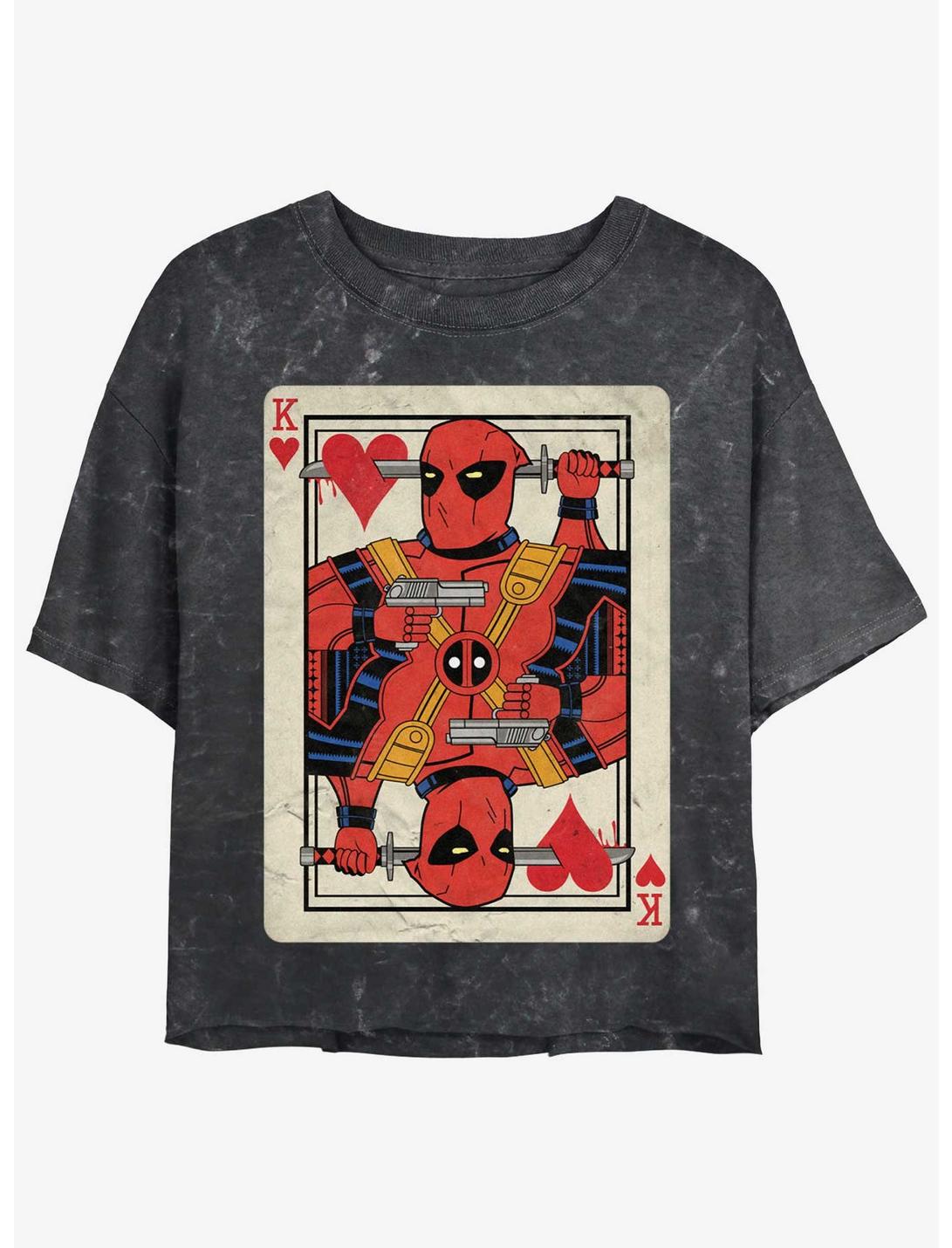 Marvel Deadpool King Of Hearts Card Girls Mineral Wash Crop T-Shirt