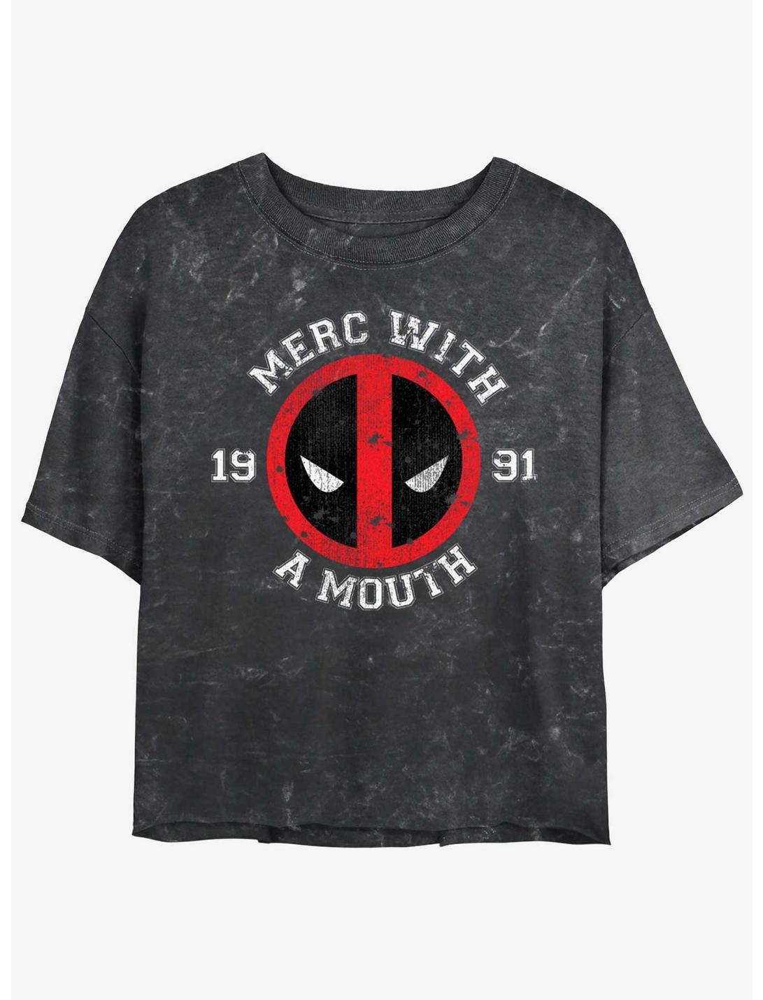 Marvel Deadpool Merc With A Mouth Girls Mineral Wash Crop T-Shirt