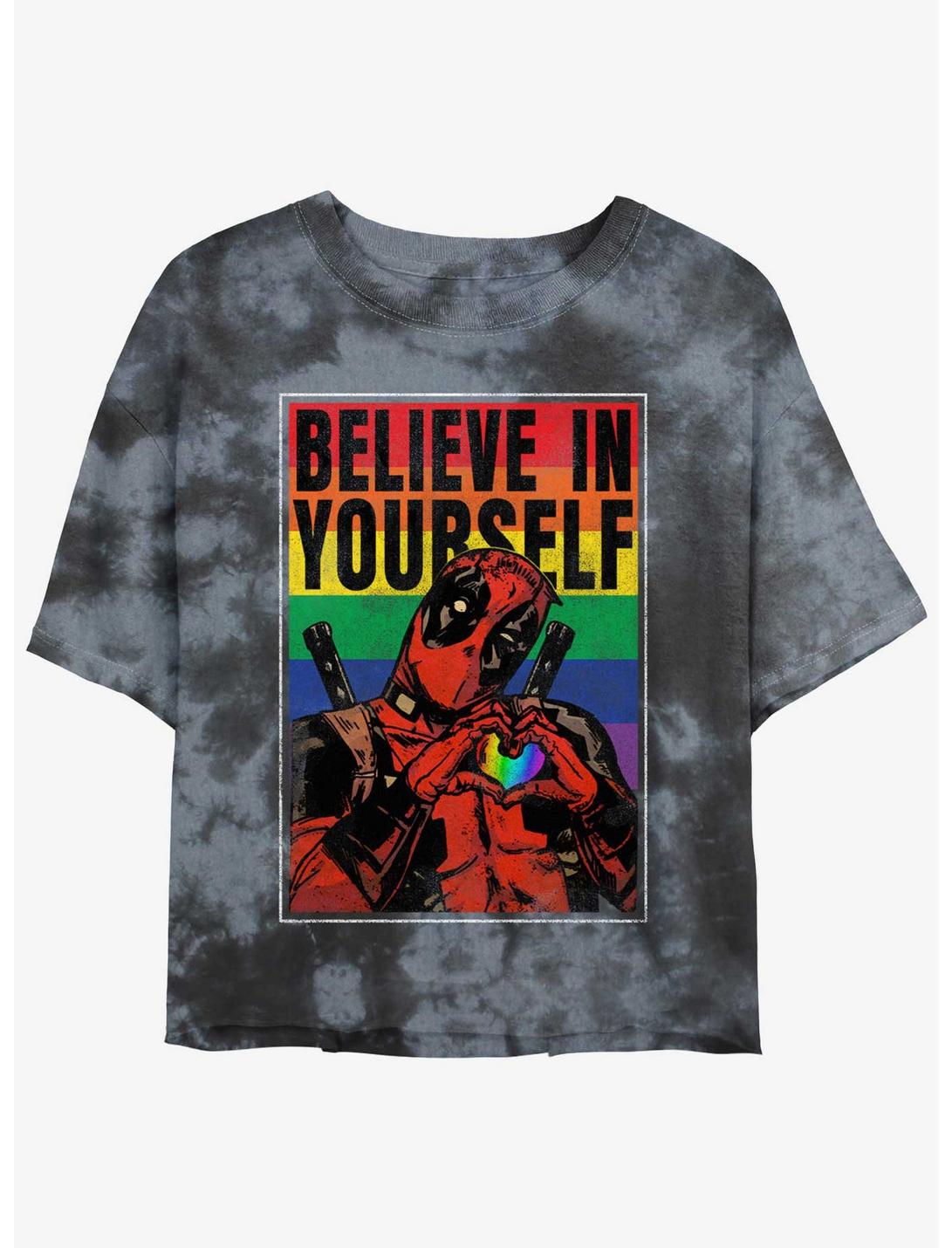 Marvel Deadpool Believe In Yourself Poster Girls Tie-Dye Crop T-Shirt