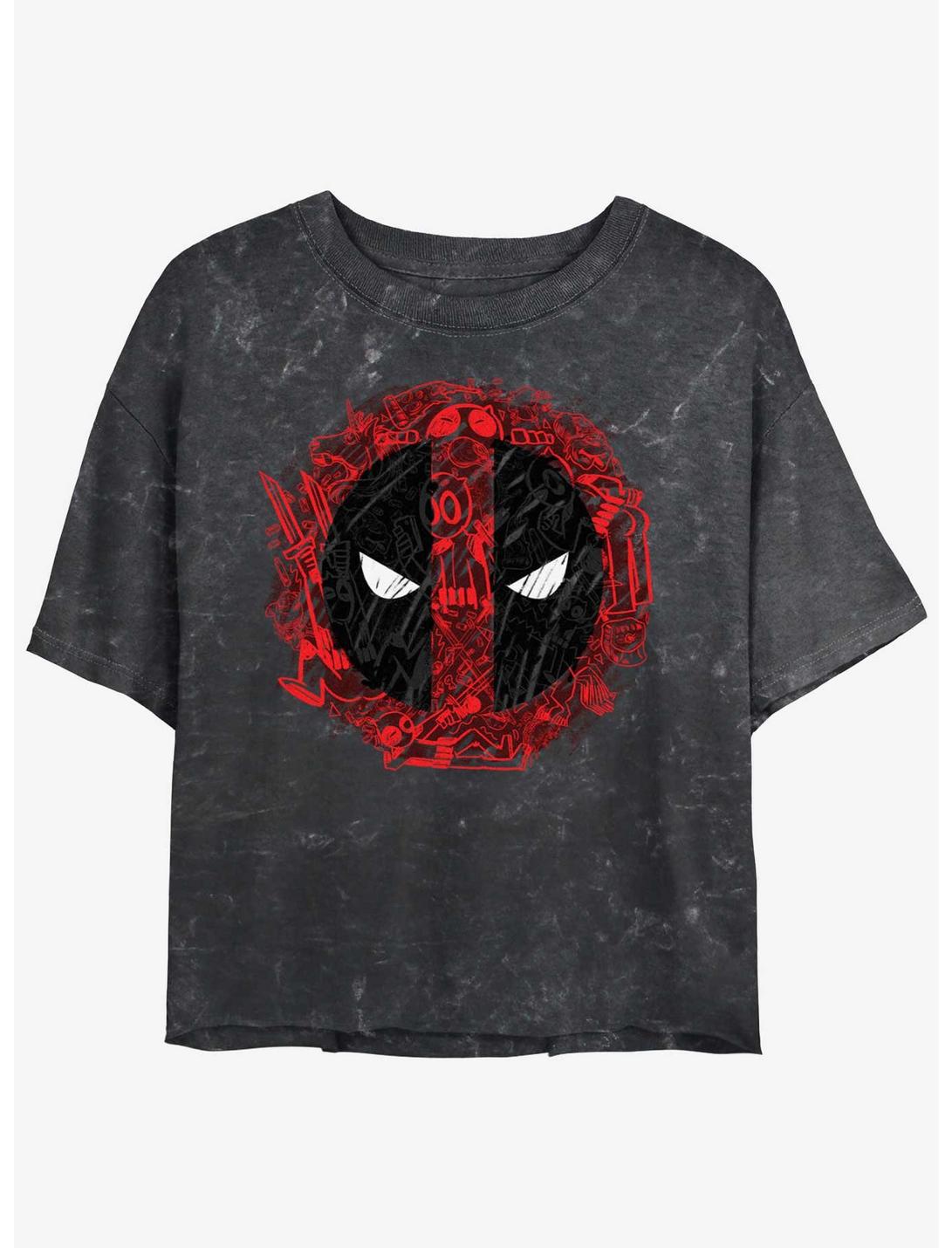 Marvel Deadpool Evil Eye Icons Girls Mineral Wash Crop T-Shirt