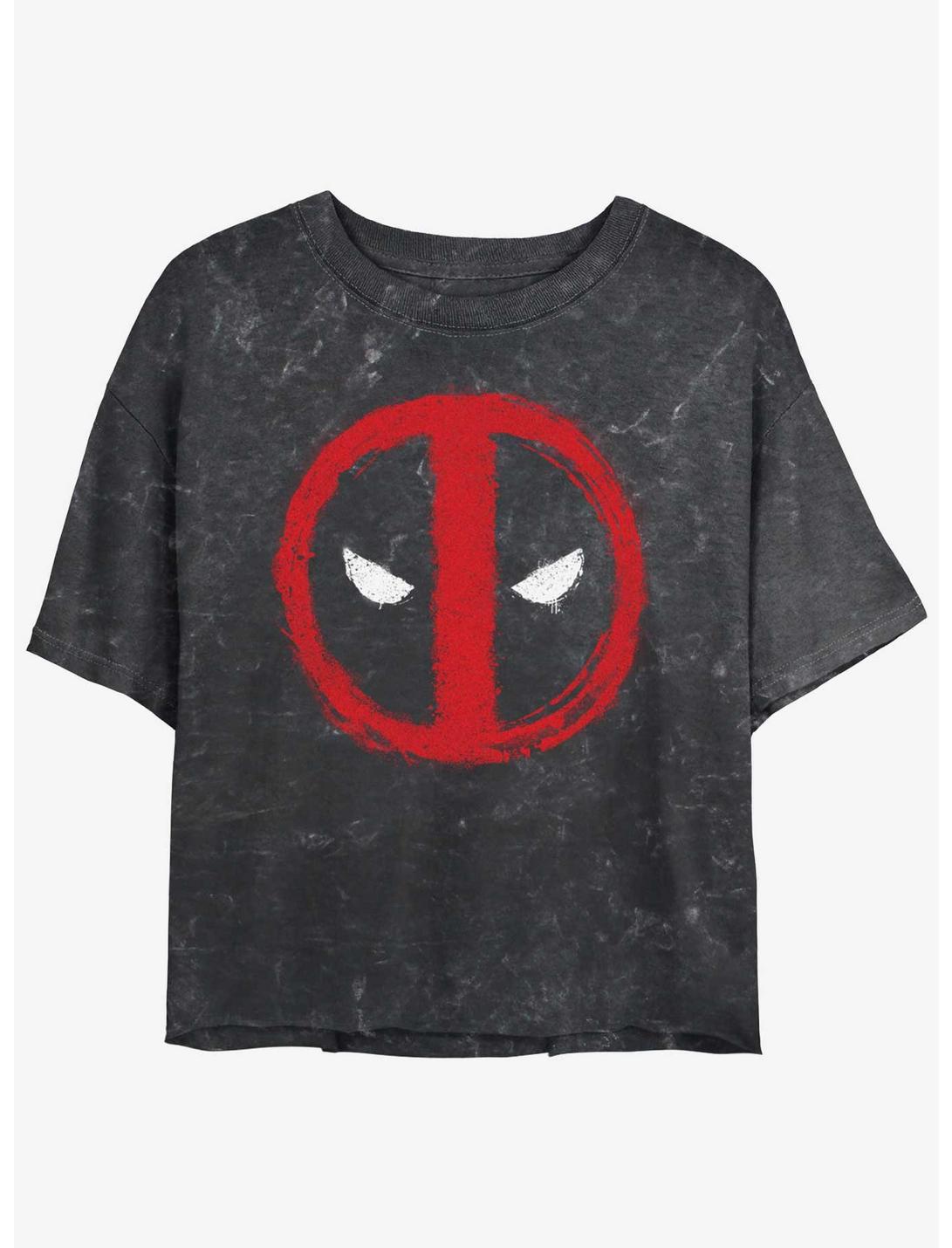 Marvel Deadpool Chalk Evil Eye Girls Mineral Wash Crop T-Shirt
