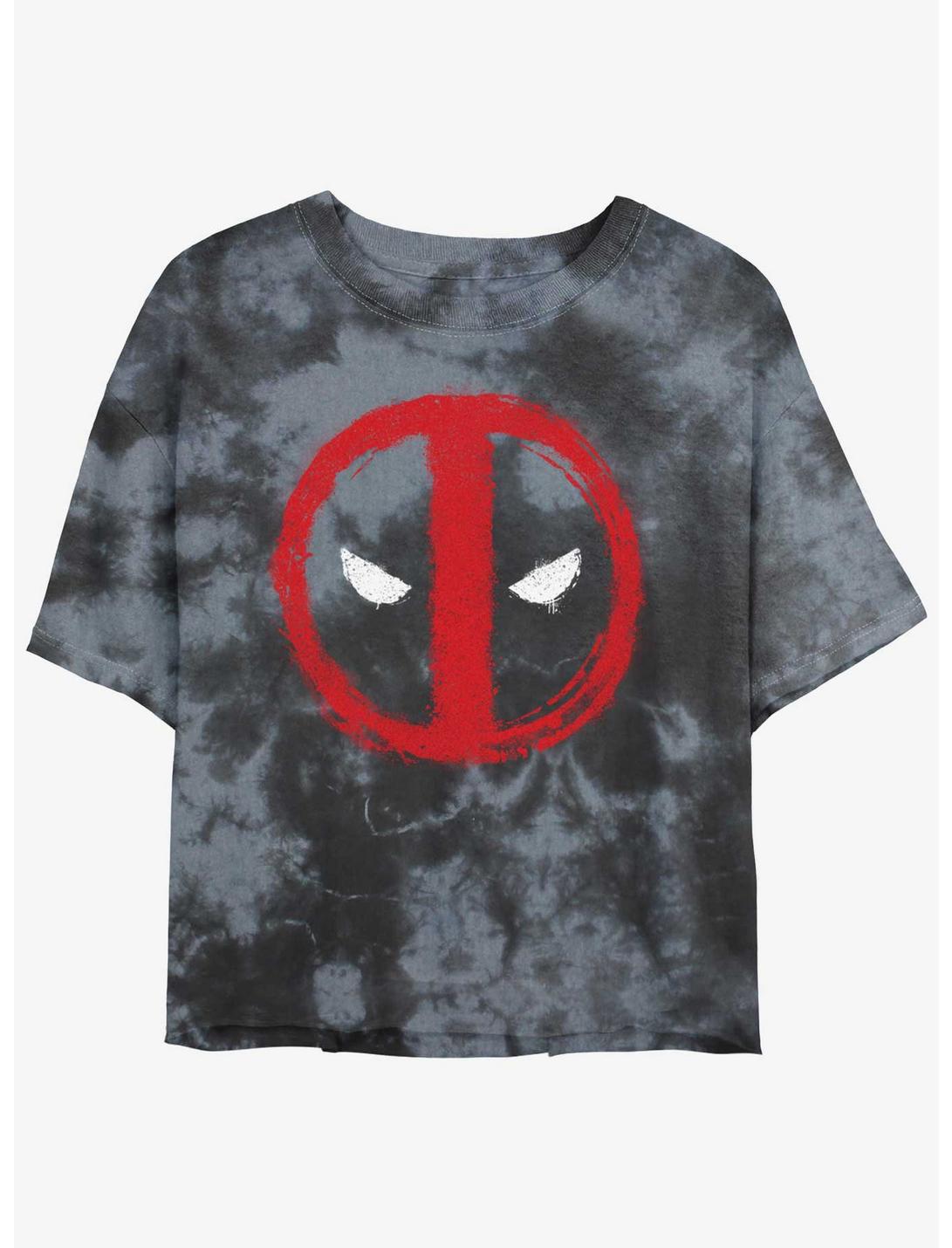 Marvel Deadpool Chalk Evil Eye Girls Tie-Dye Crop T-Shirt