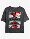 Marvel Deadpool Action Panels Girls Mineral Wash Crop T-Shirt