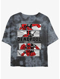 Marvel Deadpool Action Panels Girls Tie-Dye Crop T-Shirt