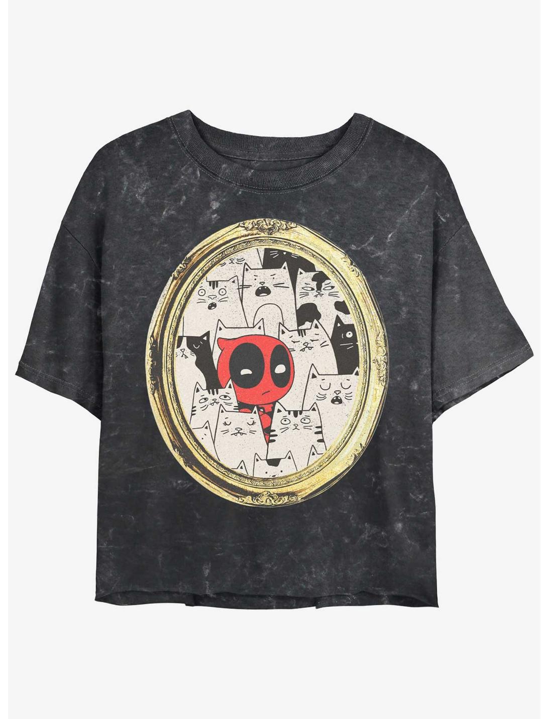 Marvel Deadpool Cats Rule Everything Around Me Portrait Girls Mineral Wash Crop T-Shirt
