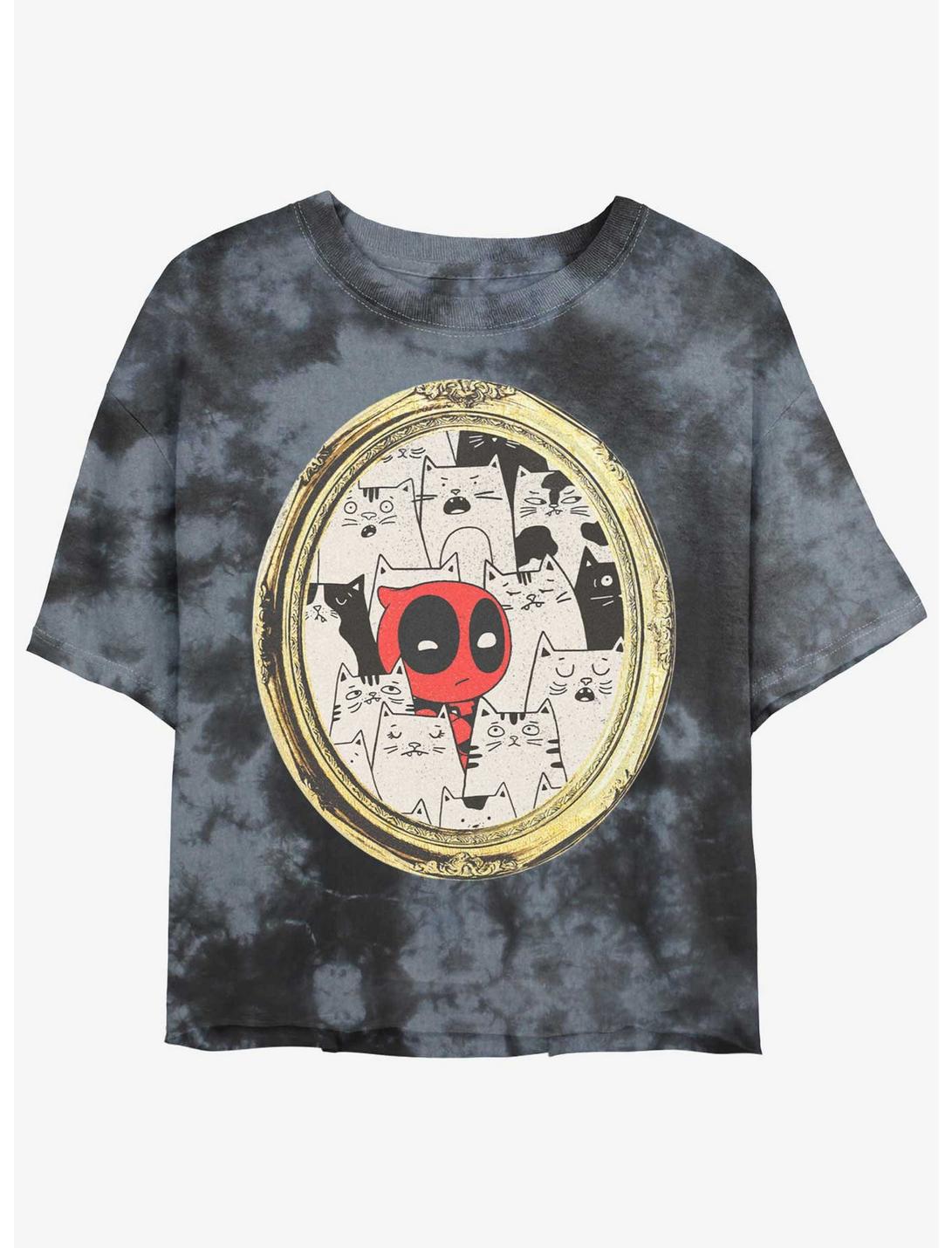 Marvel Deadpool Cats Rule Everything Around Me Portrait Girls Tie-Dye Crop T-Shirt