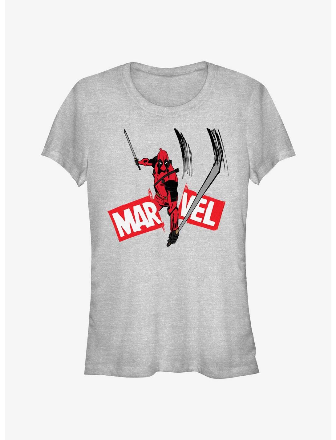 Marvel Deadpool & Wolverine Marvel Logo Slash Girls T-Shirt