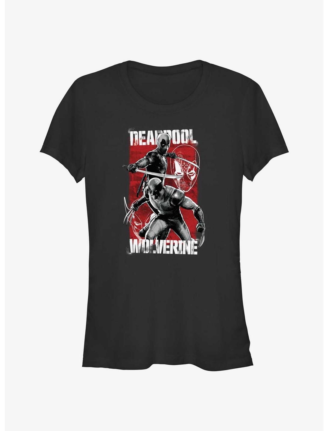 Marvel Deadpool & Wolverine Red Yellow Black Girls T-Shirt