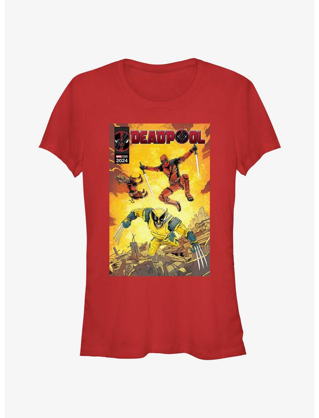 Marvel Deadpool & Wolverine Fighting Poster Girls T-Shirt