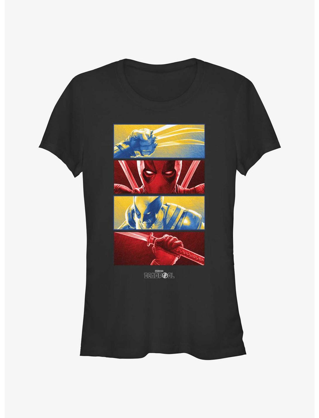 Marvel Deadpool & Wolverine Battle Sequence Panels Girls T-Shirt