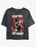 Marvel Deadpool & Wolverine Hero Portrait Girls Mineral Wash Crop T-Shirt