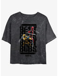 Marvel Deadpool & Wolverine Best Bubs Heroes Girls Mineral Wash Crop T-Shirt
