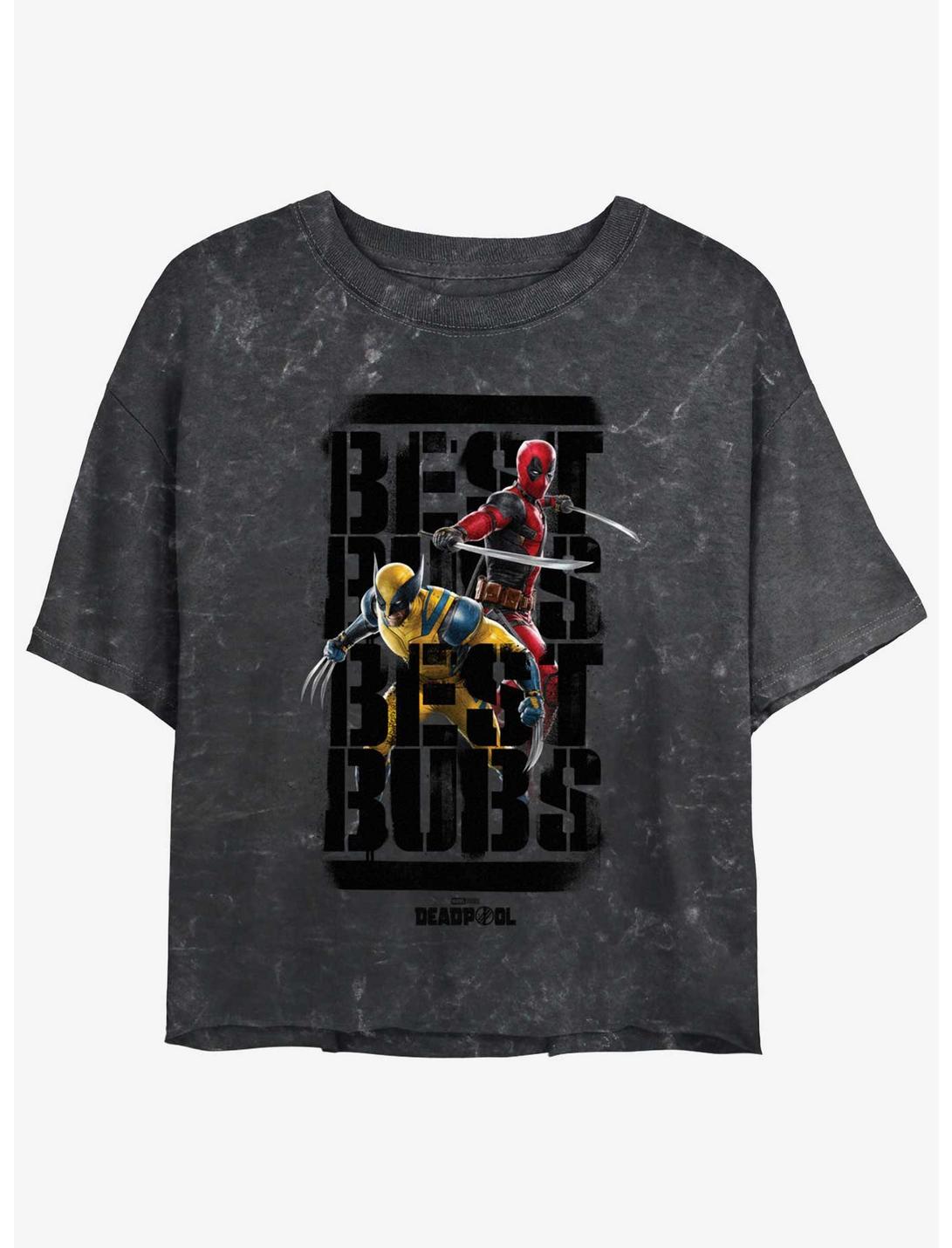 Marvel Deadpool & Wolverine Best Bubs Heroes Girls Mineral Wash Crop T-Shirt