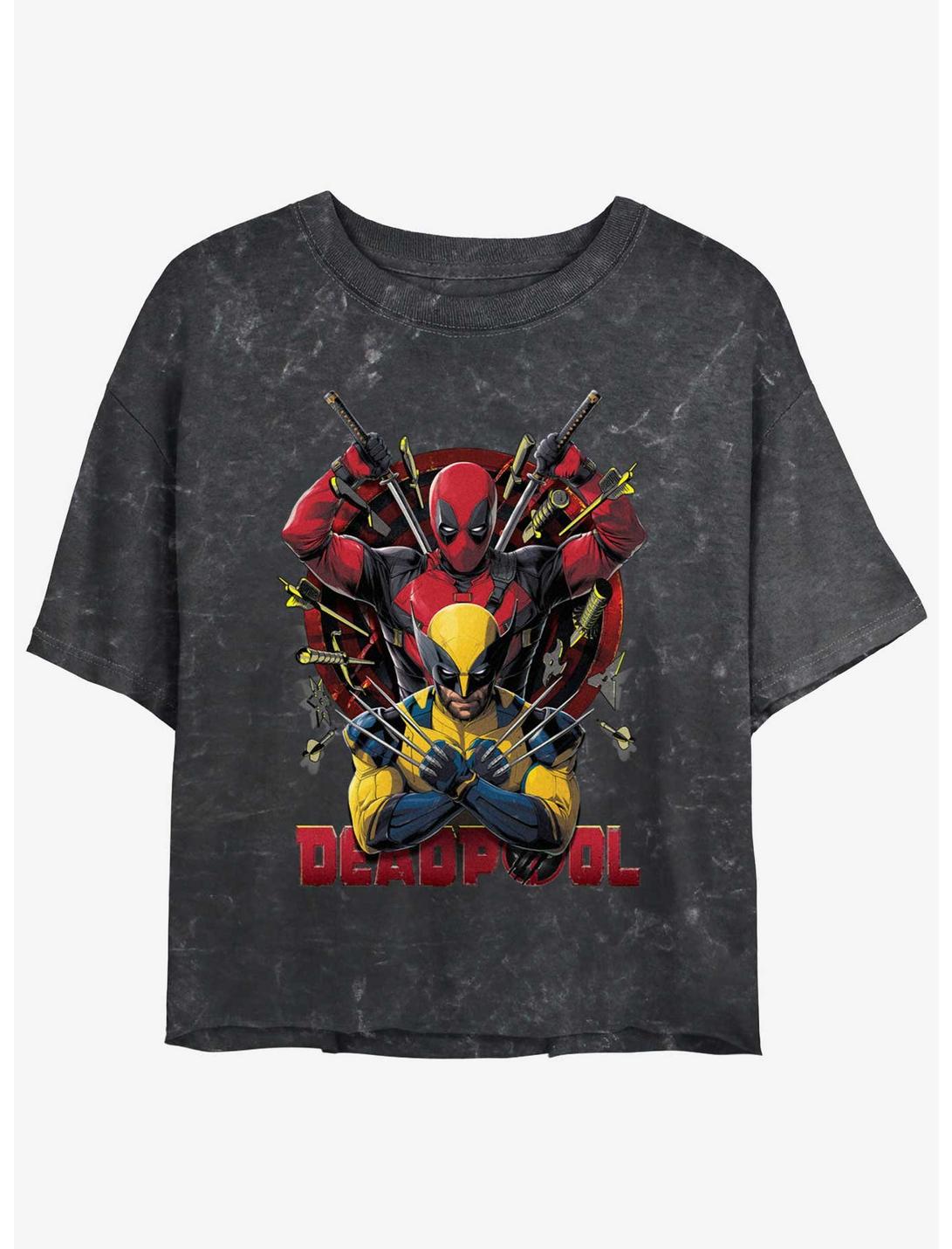 Marvel Deadpool & Wolverine Out Of Danger Girls Mineral Wash Crop T-Shirt