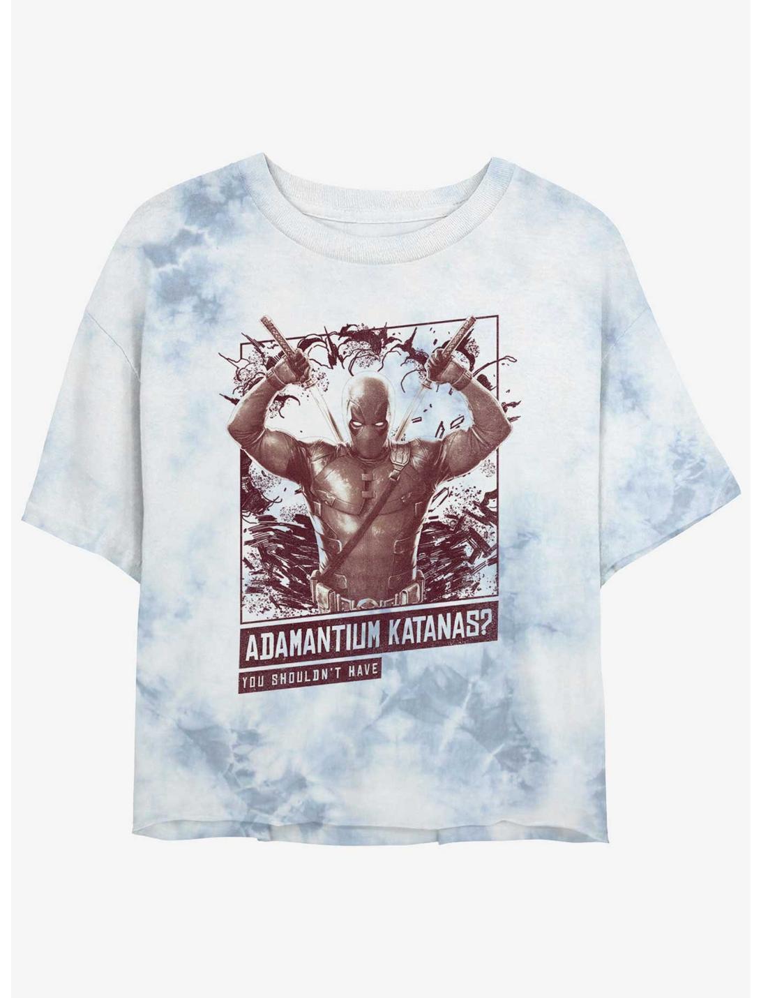 Marvel Deadpool & Wolverine Adamantium Katanas Girls Tie-Dye Crop T-Shirt