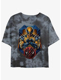 Marvel Deadpool & Wolverine Wolverine Pose Badge Girls Tie-Dye Crop T-Shirt