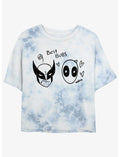 Marvel Deadpool & Wolverine Best Bubs Scribbles Girls Tie-Dye Crop T-Shirt