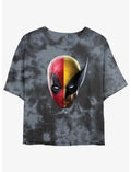Marvel Deadpool & Wolverine Half Half Portrait Girls Tie-Dye Crop T-Shirt