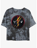 Marvel Deadpool & Wolverine Wolverine Clawing Through Girls Tie-Dye Crop T-Shirt