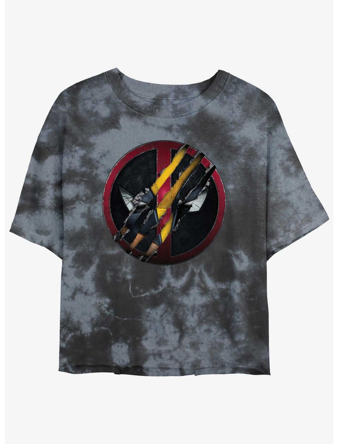 Marvel Deadpool & Wolverine Wolverine Clawing Through Girls Tie-Dye Crop T-Shirt