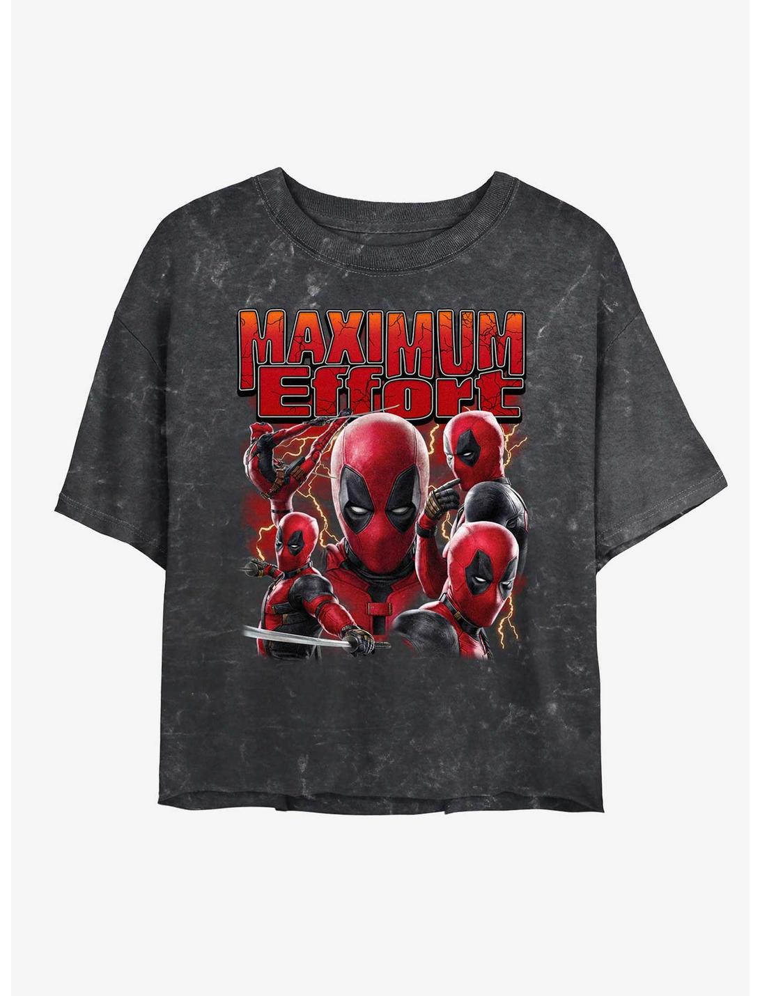 Marvel Deadpool & Wolverine Maximum Effort Girls Mineral Wash Crop T-Shirt Hot Topic Web Exclusive