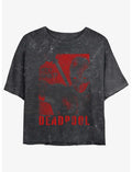 Marvel Deadpool & Wolverine Deadpool Poster SNIKT Girls Mineral Wash Crop T-Shirt
