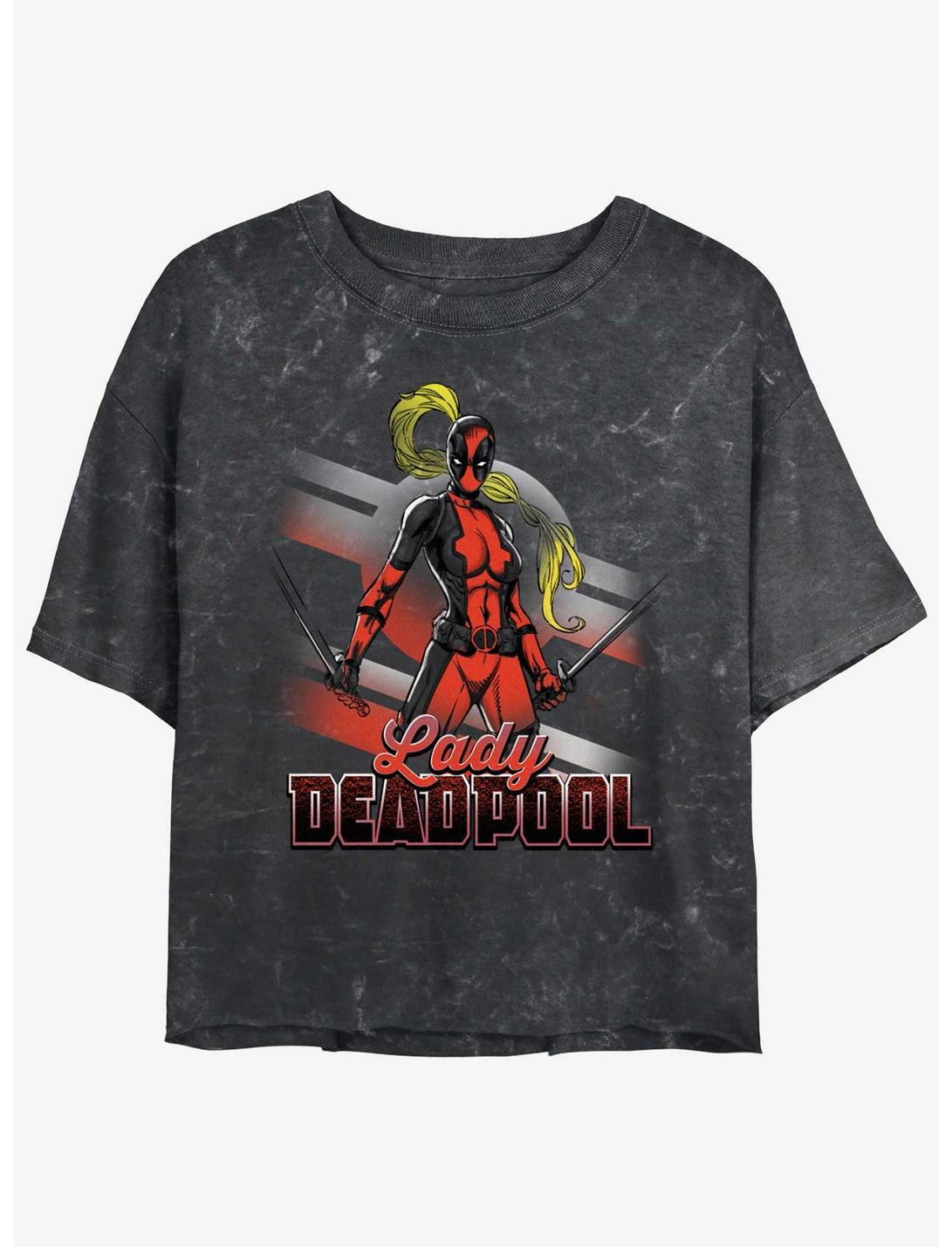 Marvel Deadpool Lady Pool Mineral Wash Girls Crop T-Shirt