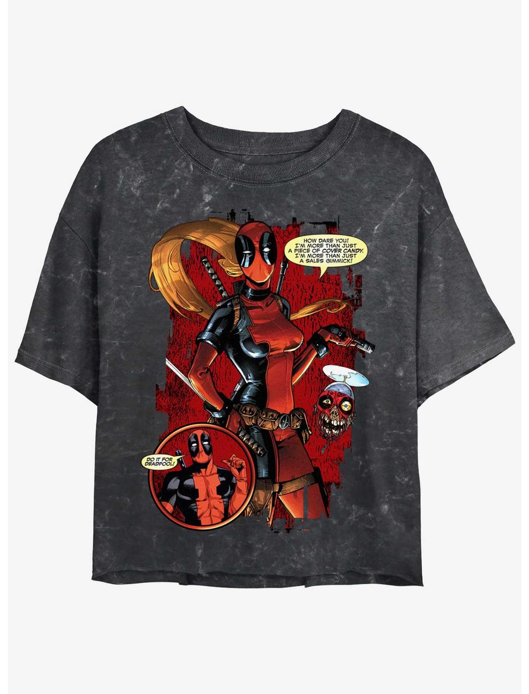 Marvel Deadpool Cover Candy Mineral Wash Girls Crop T-Shirt