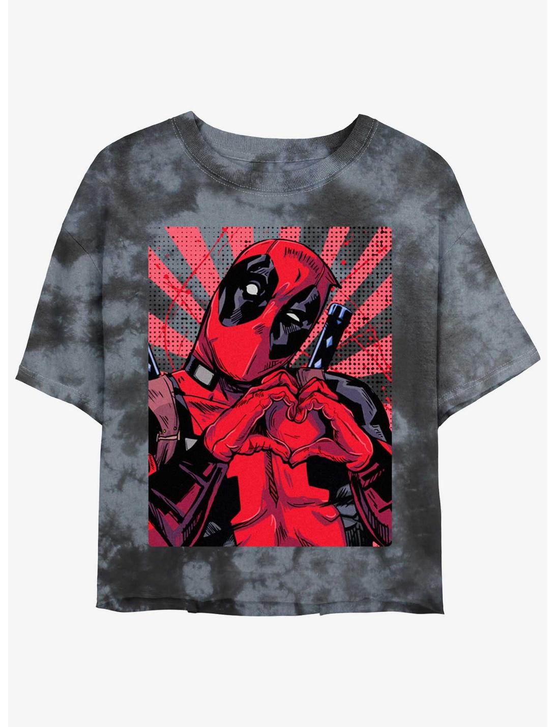 Marvel Deadpool Hand Heart Tie-Dye Girls Crop T-Shirt