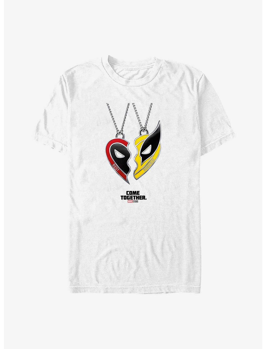 Marvel Deadpool & Wolverine Friendship Heart Necklace Big & Tall T-Shirt