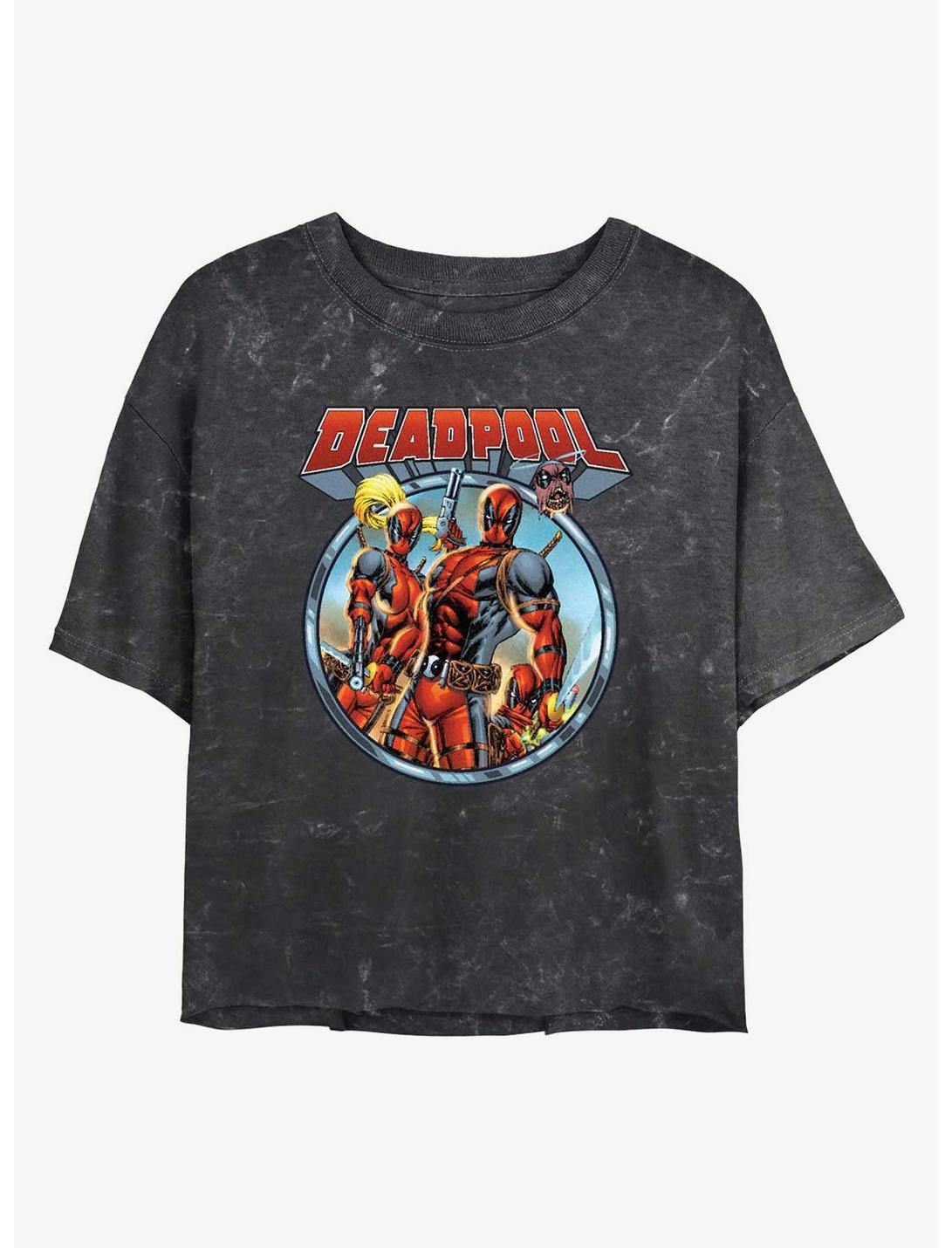 Marvel Deadpool Corps Girls Mineral Wash Crop T-Shirt