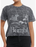 Disney Bambi Portrait Grey Tie-Dye Girls Skimmer T-Shirt