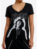AC/DC Angus Young Portrait Girls V-Neck T-Shirt