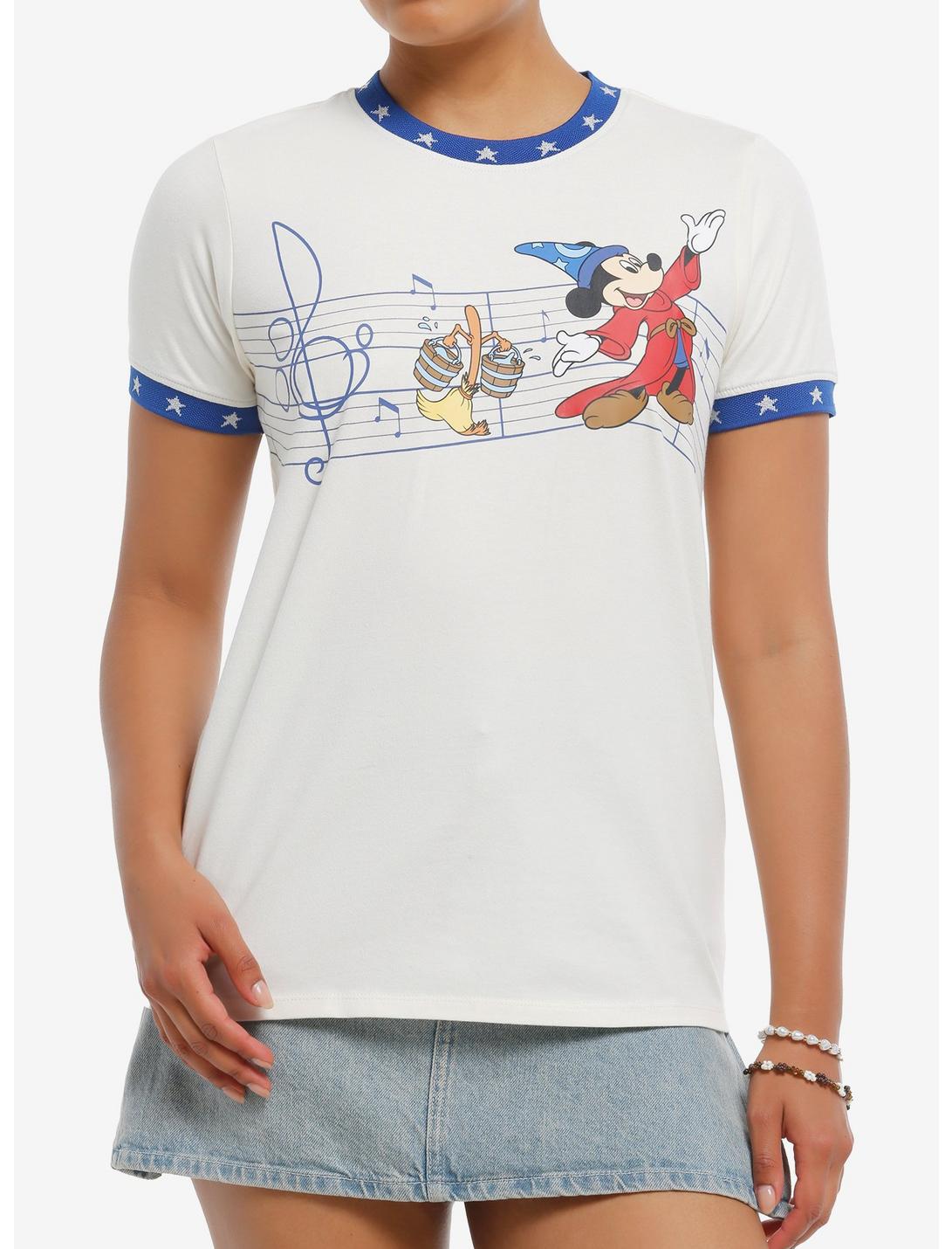 Her Universe Disney Fantasia The Sorcerer's Apprentice Mickey Mouse Girls Ringer T-Shirt